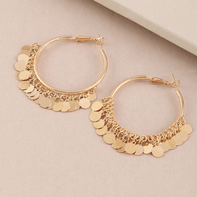 Vnanda 1 Pair Bohemian Chandelier Coin Sequins Dangle Drop  display picture 1
