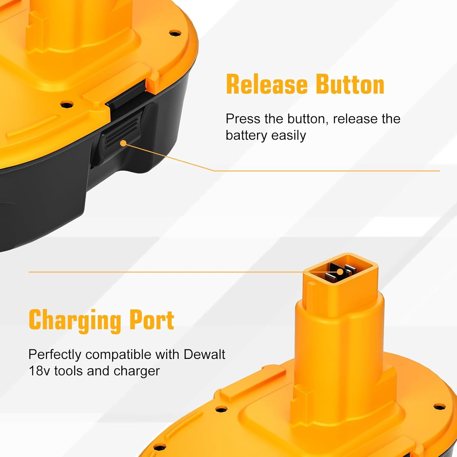 4 Packs 4500mAh Ni-Mh 18V DC9096 DC9098 DC9099 DW9098 Replacement Battery Compatible with Dewalt 18 Volt Batteries DW9095 DW9096 DW9099 DE9039 DE9095 DE9096 DE9098 DE9503(Yellow)