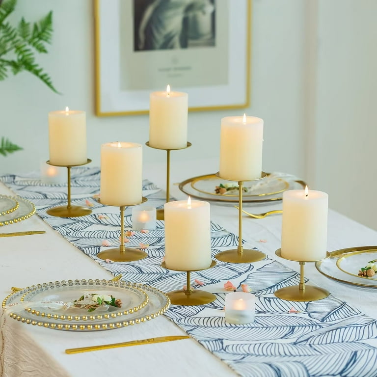 Gold Candle Holders for Pillar Candles Set of 12 Fireplace Metal Candle  Stand for Wedding Decoration - Walmart.com