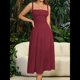 thumbnail image 5 of Vestido Midi con Corsé, Aberturas Fluidas y Cordones para Mujer, Vestido Informal de Verano de Corte A para Fiesta de Té. Rojo XXL, 5 of 9