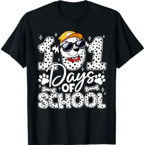 School Happy 101 Days Of School Cute Dog Student Teacher Fun Unisex T-Shirt up to size 5XL