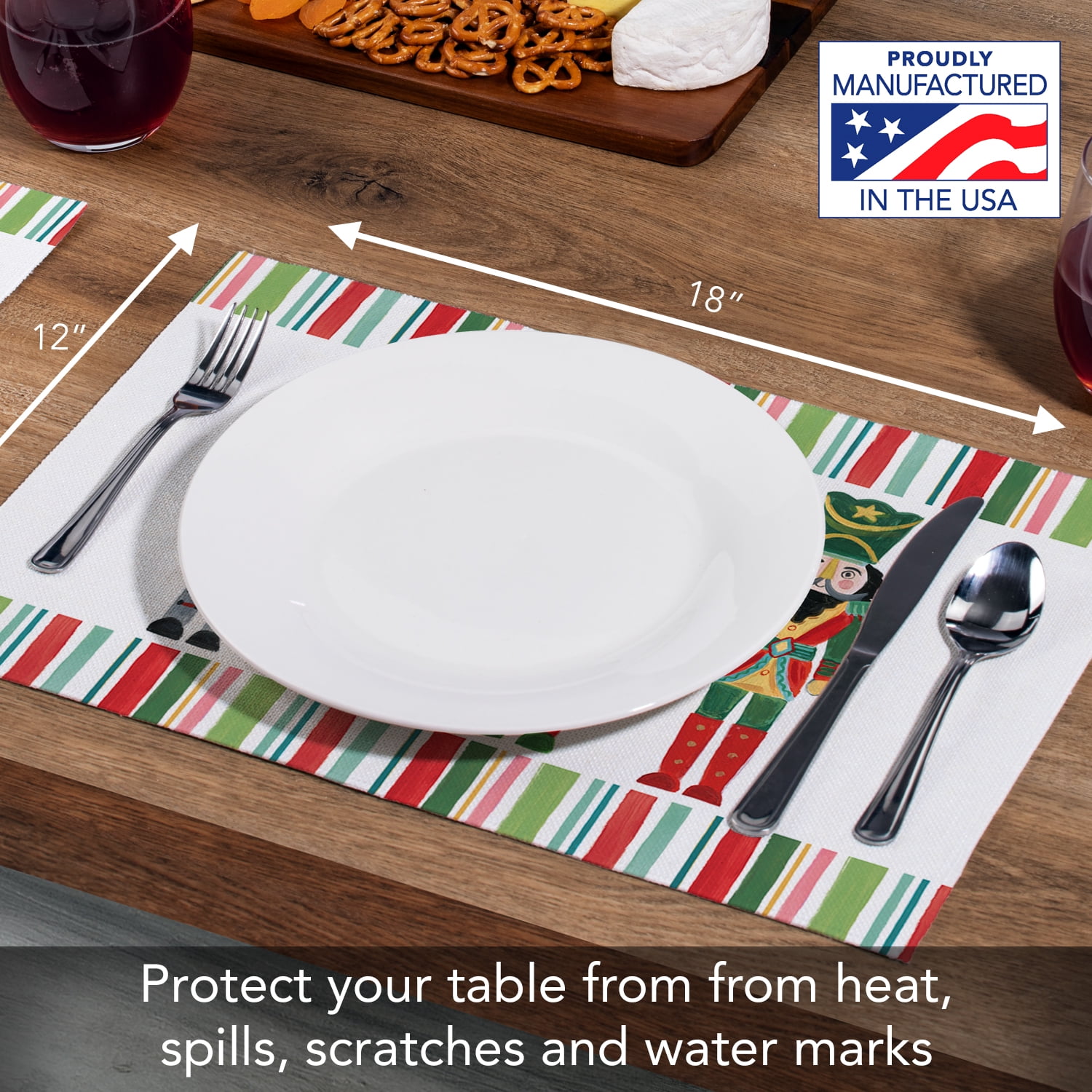 Highland Home "Nutcracker" 4-Pack Cotton Blend Washable Placemats