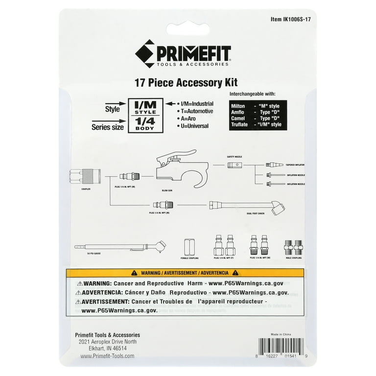 Primefit® IK1006S-17 Accessory Kit 17-Piece Kit Primefit® IK1006S-17 Accessory Kit 17-Piece Kit