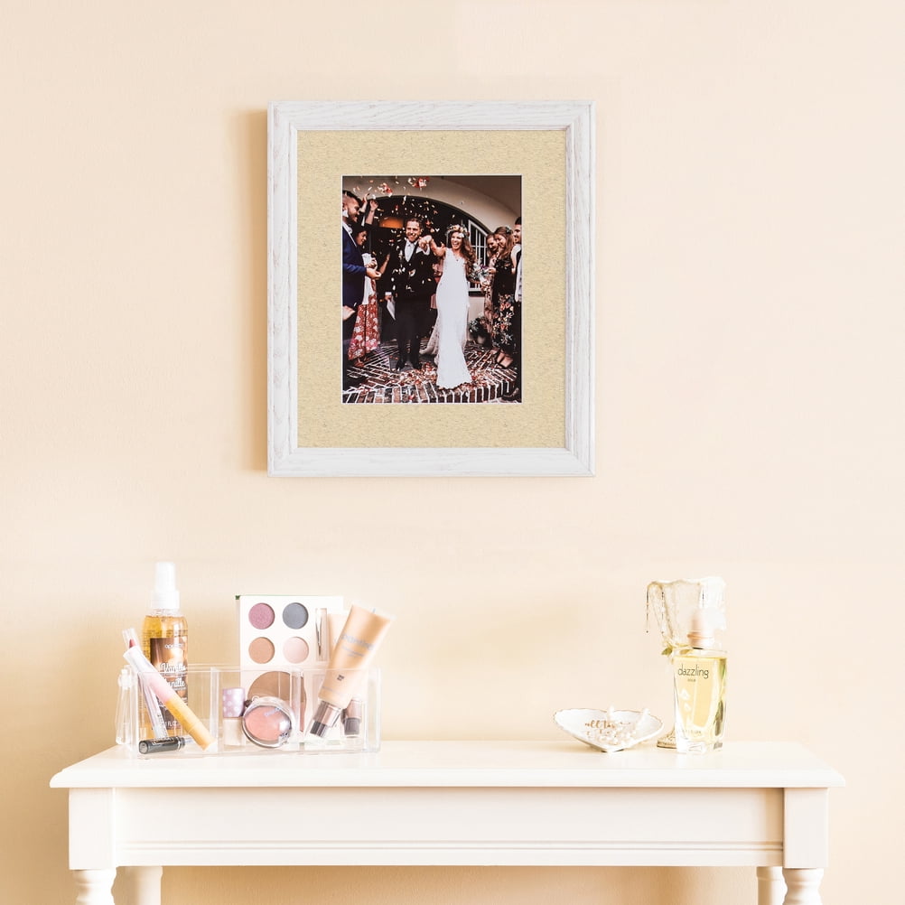 ArtToFrames 22x28" Matted Picture Frame with 18x24" Single Mat Photo Opening Framed in 1.25" Off White Wash on Ash and 2" Seaside Mat (FWM-4098-22x28)
