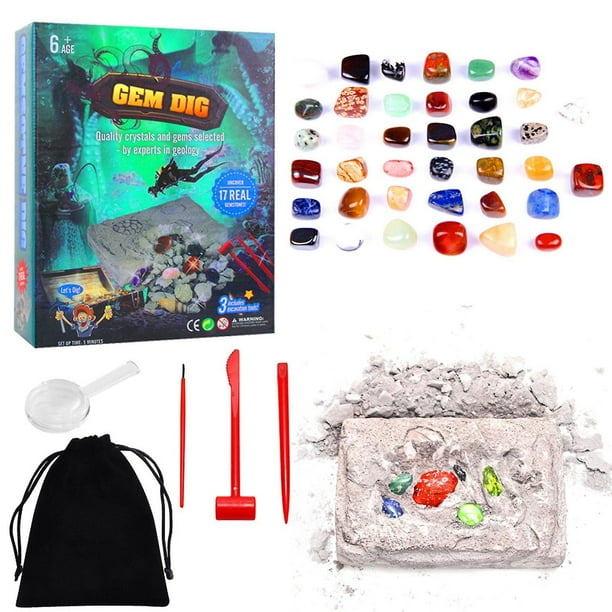 Kits de excavación de cristales, Kit de excavación de cristales de piedras preciosas de ciencia para niños, Kit de excavación de gemas preciosas, juguetes educativos de minería para niños kaili Sencillez