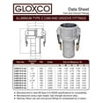 thumbnail image 5 of Gloxco Aluminum Type CR Cam and Groove Fitting, 2" Female Camlock x 1-1/2" Hose Shank (CAM-2015-CR-AL), 5 of 5
