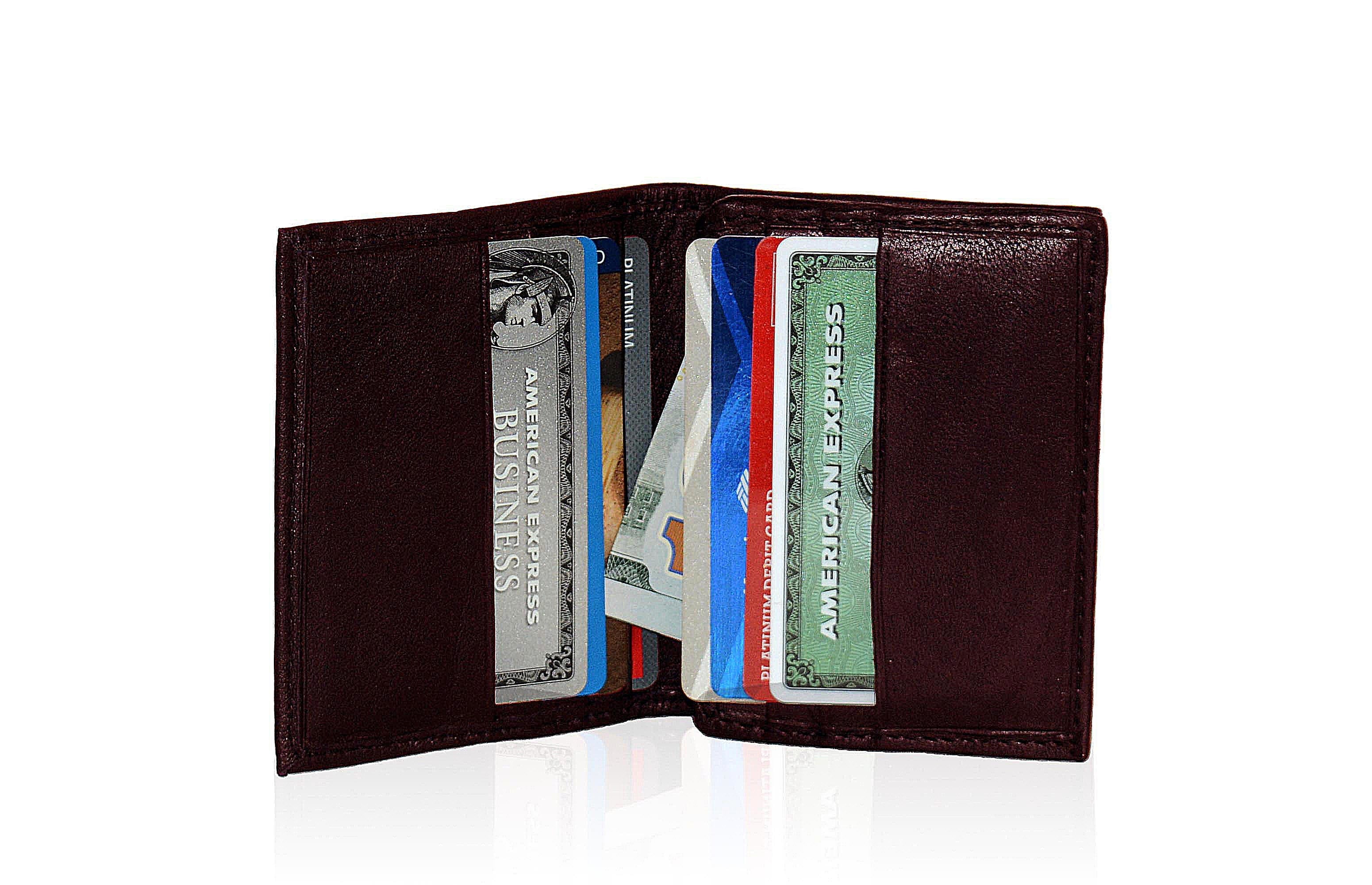 Leather Credit Card Holder 16 Slots Bifold Front Pocket Wallet RFID Blocking 