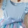 thumbnail image 4 of Fozruso Girls Basic Dress Toddler Children Girls Fly Sleeve Prints Bowknot Dresses Mesh Dress Clothes Sizes 6-12 Months, 4 of 6