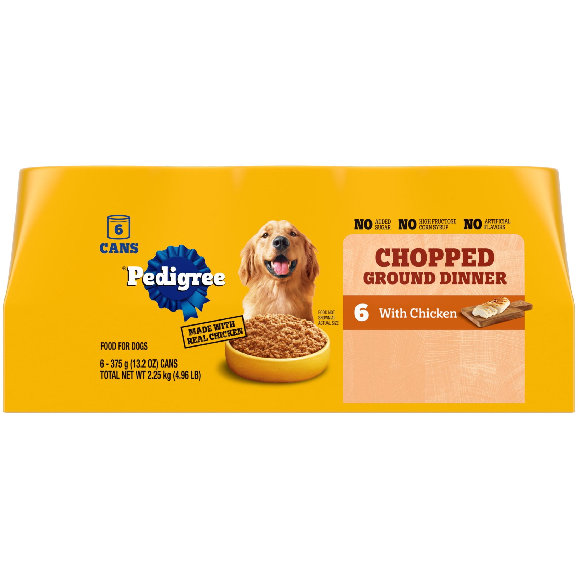 (2 pack) Pedigree Chopped Ground Dinner With Chicken Adult Canned Soft Wet Dog Food, (6) 13.2 oz Cans