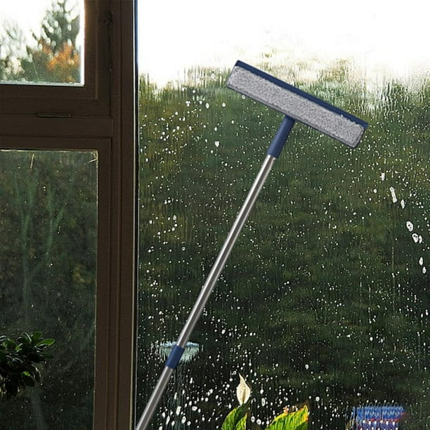 Limpiacristales con mango telescópico, multifuncional, fácil de usar, herramienta de limpieza de vidrios 2 en 1, limpiador de ventanas para interiores
