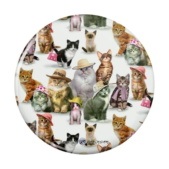 Cats Kittens in Hats Pattern Kitchen Refrigerator Locker Button Magnet