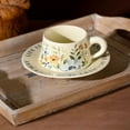thumbnail image 1 of Glass&Bottle 85oz Chinese Floral Ceramic Coffee Cup Set With Retro Style Floral White Orange, 1 of 6