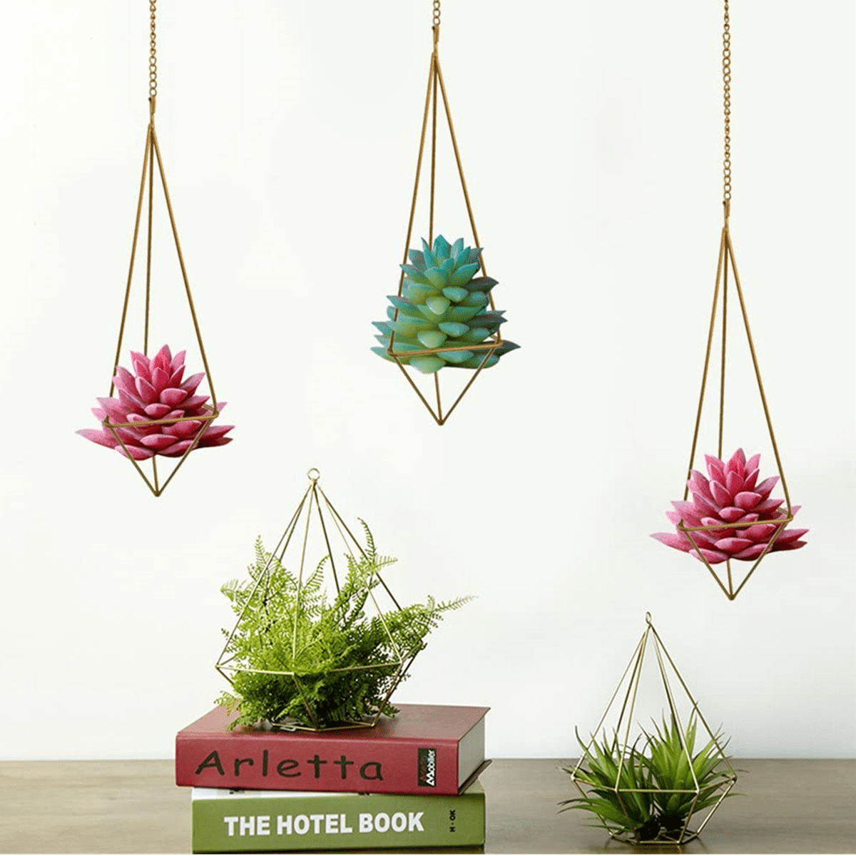 2 Sizes Metal Air Plant Rack Tillandsia Hanger Display Himmeli Planter with Chains 4 Pack Senmubery Hanging Air Plant Holder