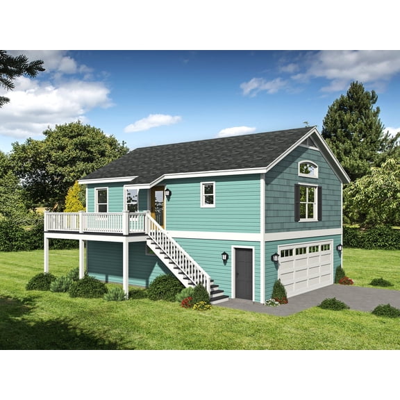 763-910: Traditional Garage apartment 1 Bed, 1 Bath Luxury Home Plan, 910 Sq Ft: Full Blueprints with License to Build by Home Plan Marketplace - Lesuto