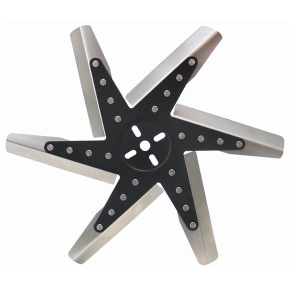 Derale Cooling Fan 19117 Flex Fan; 17 Inch Diameter x 1-1/8 Inch Depth; 6 Blade; Standard Rotation; Stainless Steel Blade With Black Hub; Up To 8000 RPM; Without Shroud
