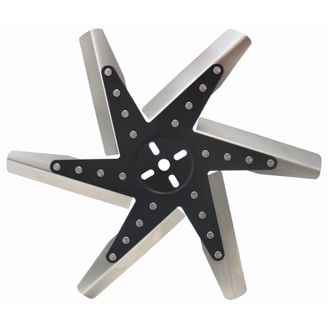 Derale Cooling Fan 19117 Flex Fan; 17 Inch Diameter x 1-1/8 Inch Depth; 6 Blade; Standard Rotation; Stainless Steel Blade With Black Hub; Up To 8000 RPM; Without Shroud