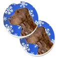 thumbnail image 1 of Field Spaniel Winter Snowflakes Holiday Set of 2 Cup Holder Car Coaster, 1 of 1
