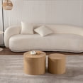 thumbnail image 4 of Nesting Round Coffee Table Set of 2 - Modern Natural Wood Accent Tables, 4 of 8
