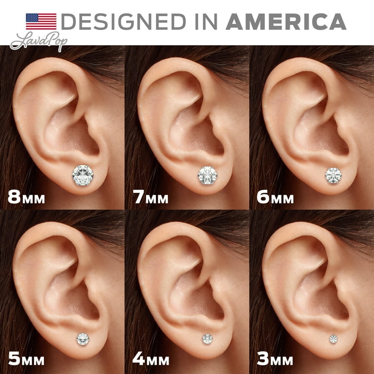 8mm stud 2024 earrings on ear