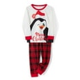 thumbnail image 3 of Family Matching Christmas Pajamas, Cartoon Penguin Print Long Sleeved Tops+ Elastic Waist Plaid Pattern Trousers, 3 of 10