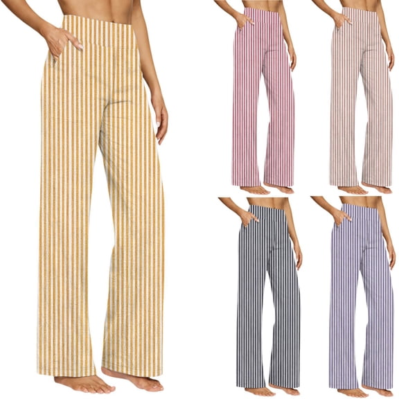 ibiyuan Womens Lightweight Pants Elastic Waist Palazzo Pants Women Trendy Trousers Pants for Women Drawstring Cotton Lounge Pants Women Vacation