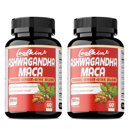 Ashwagandha & Maca Capsules 7000mg - Men's Health, Testosterone Booster, Energy & Endurance - 2 Bottle