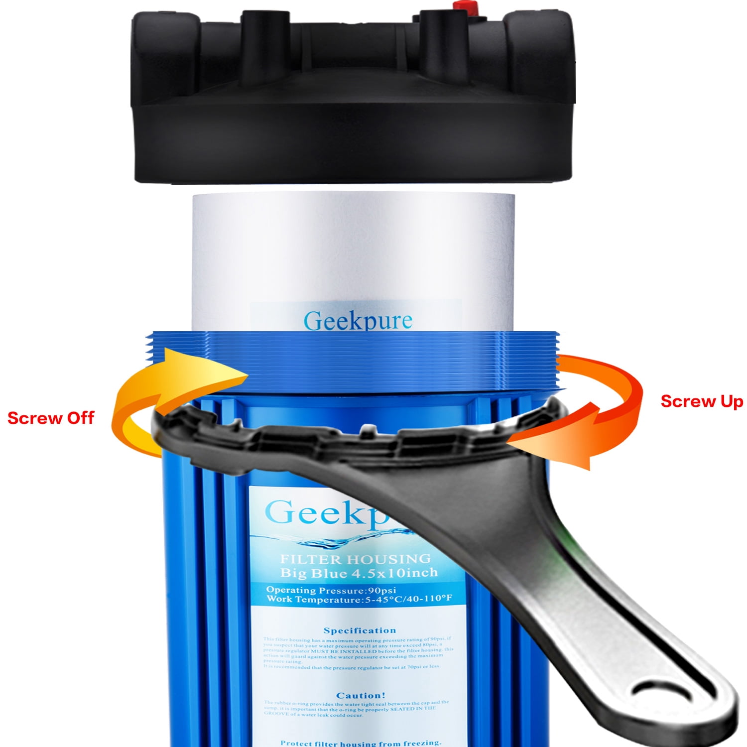 Geekpure 20-Inch PP Polypropylene Sediment Filter Cartridge for Whole House Water Filter System-4.5" x 20"-5 Micron