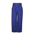 thumbnail image 5 of YYDGH Women's Polka Dot Palazzo Pants High Waisted Wide Leg Pants Hidden Zipper Loose Casual Trousers with Pockets Blue 3XL, 5 of 6