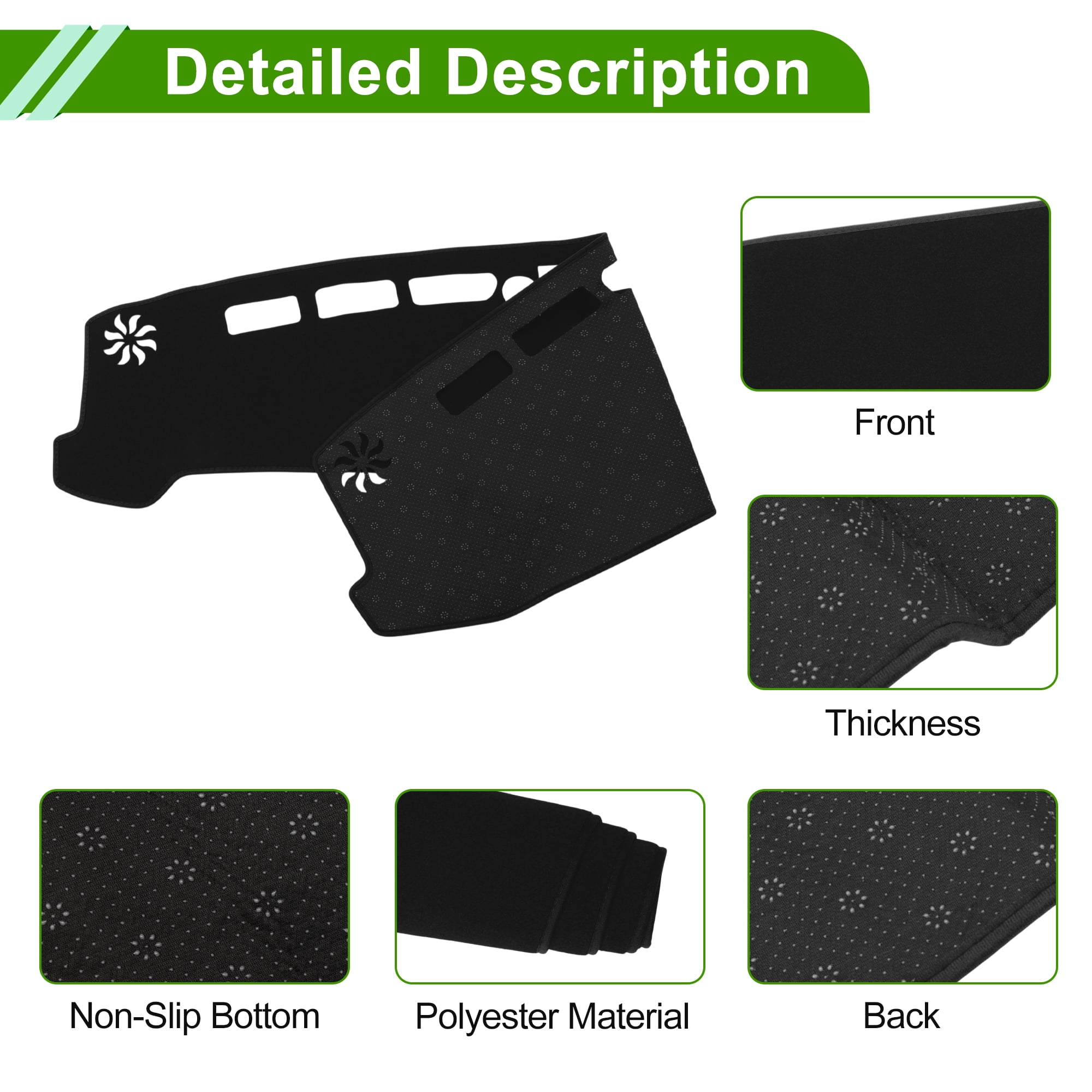 Dashboard Cover for Ford Bronco SUV 2021-2025 Dash Cover Mat Carpet Center Console Dash Cover Mat Polyester Black 1 Pcs
