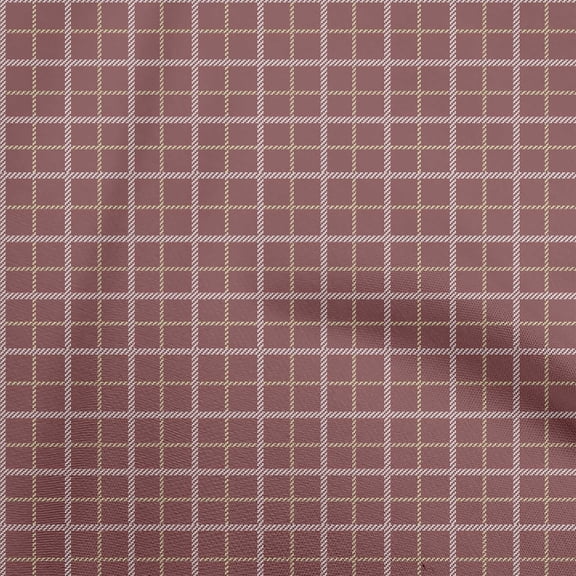oneOone Cotton Flex Light Brown Fabric Check Plaid Sewing Fabric By The Yard Printed Diy Clothing Sewing Supplies 40 Inch Wide