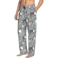thumbnail image 3 of Kdxio Cute Dog And Flowers Print Men's Sleep Pajama Pant Lounge Pants with Pockets, 3 of 8