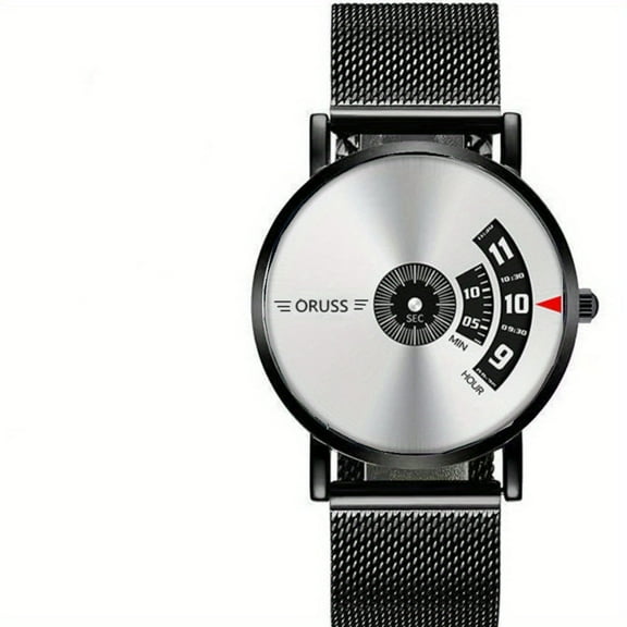 EXPLOJOY Men's Waterproof Quartz Watch – Stainless Steel Mesh Band, Minimalist Dial, Fashion Business Style