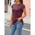 thumbnail image 3 of Womens Tops Casual Dressy Basic T Shirts Loose Fit Crewneck Cap Sleeve Tee Summer Outfits 2024, 3 of 6