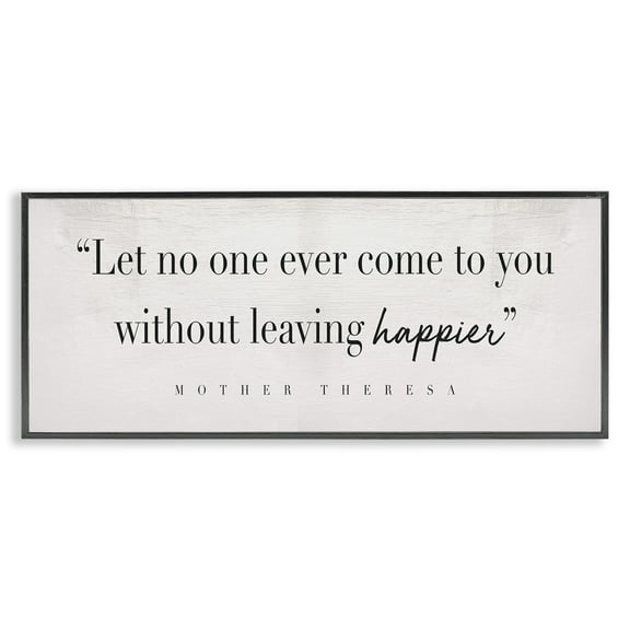 Stupell Industries Mother Theresa Inspirational Quote Typography Painting Black Framed Art Print Wall Art, 24 x 10