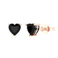 thumbnail image 2 of 1.0 Ct Heart Cut Studs Black Natural Onyx 18K Rose Solid Solid Gold Everyday Dainty Earrings Push Back, 2 of 7