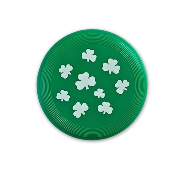 Mardi Gras Spot Green and White Frisbee with Clover Imprint 3.5" (6 Dozen)