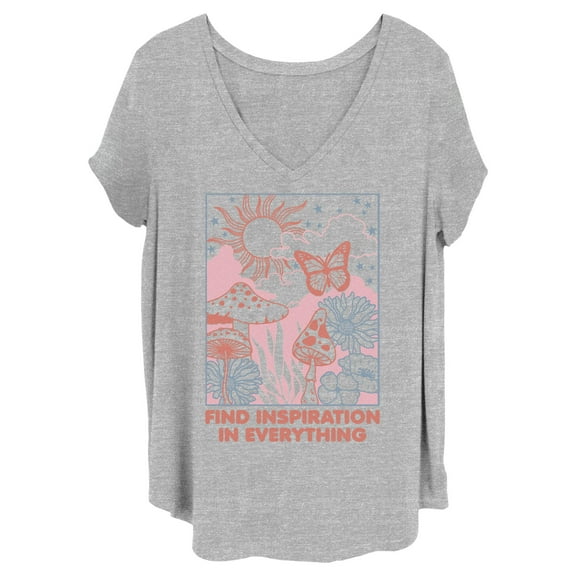 Junior's Lost Gods Find Inspiration in Everything Graphic Tee Heather Gray 3X