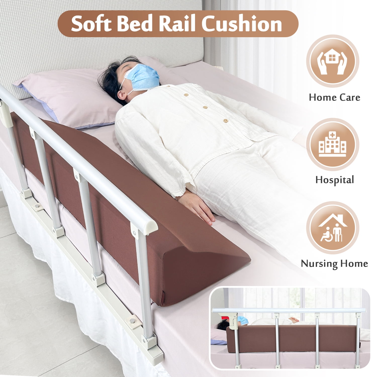 Wedge Pillow for Sleeping, Foam Body Positioning Wedges for Bed Adults, 34" Long Inclined Sleepers Cushion for Pressure Ulcer, Bed Sores Treatment, Turning Large Body Nursing Wedge Pillow（Brown）