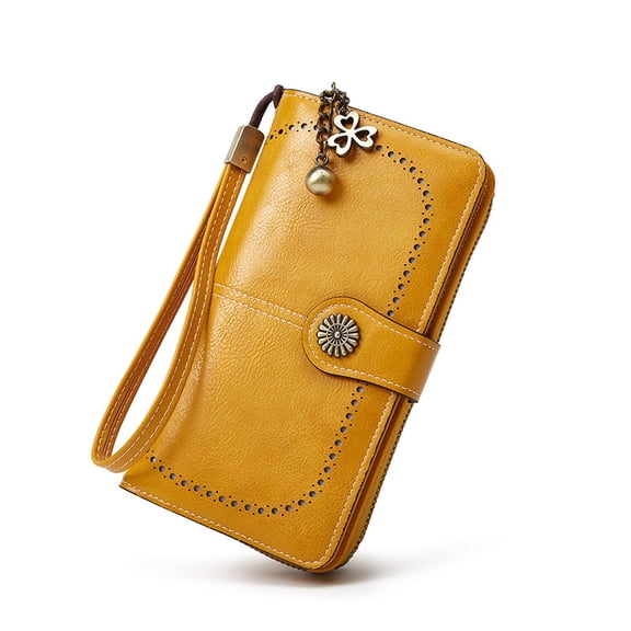 TAZAG Women's Long Wallet Tri-fold Zipper Mobile Phone Bag Large Capacity PU Leather Clutch