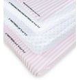 thumbnail image 4 of NODNAL CO. Pink and White Cotton Playard/Portable Crib/Mini Crib Fitted Sheet Set, 100% OEKO-TEX Cotton, 3 Pieces, for Baby Girl Infant/Toddler Nursery Bedding, 4 of 11