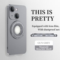 Mantto Magnetic Case for iPhone 14 Plus with Invisible Kickstand [Compatible with MagSafe Charging],Drop Protection Magnetic Car Mount Camera Lens Protection Logo View Slim Phone Case,Gray