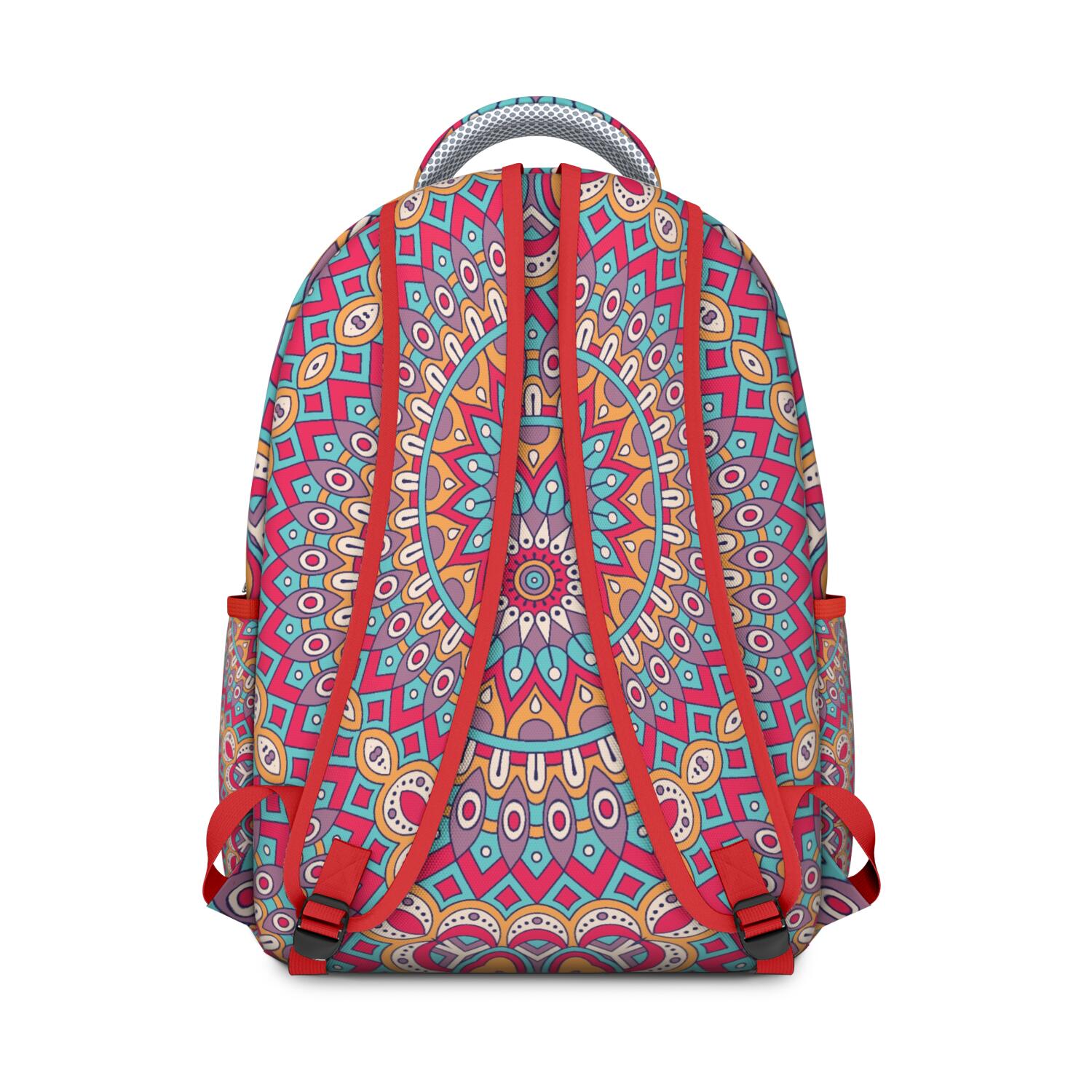Chula Backpack Red Mandala‎ Pattern Abstract Ornamental Mandala Students Backpack Lightweight  main image 4