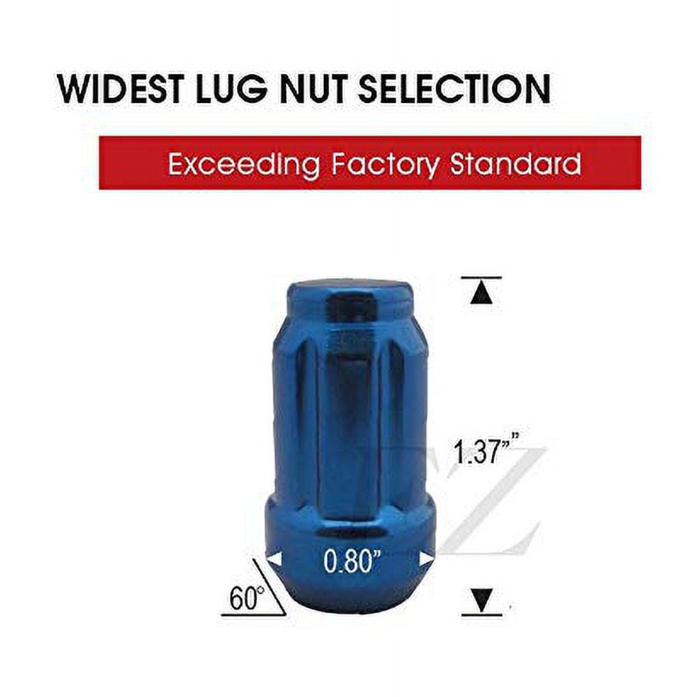20 Blue Spline Drive Small Diameter Acorn 12x1.5 Lug Nut Kit with Key