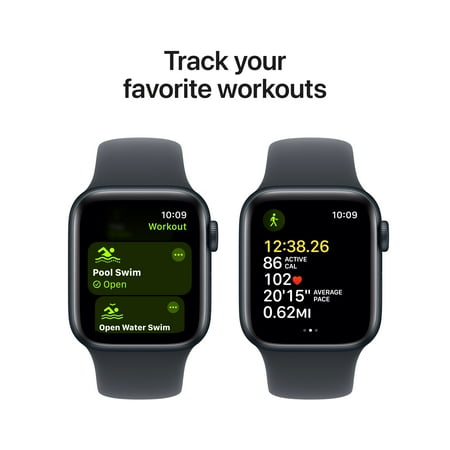 Apple Watch SE 2nd Generation (GPS) 40mm Midnight Aluminum Case with Midnight Sport Band - S/M - Midnight