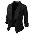 thumbnail image 3 of Doublju Women's Ruched 3/4 Sleeve Open Front Blazer Jacket with Plus Size, 3 of 4