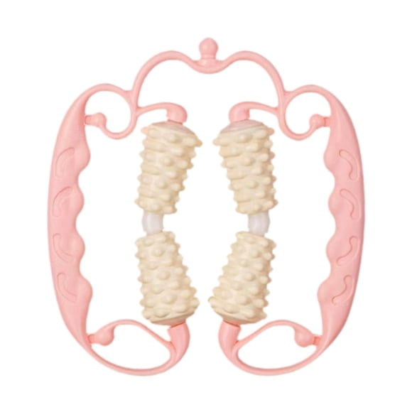 Rodillo de masaje muscular de mano para celulitis, herramienta de masaje de fascia con 4 ruedas para esculpir, corredores y gimnasios. Rosa