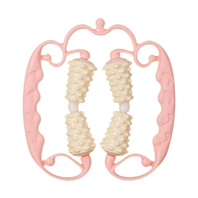 Rodillo de masaje muscular de mano para celulitis, herramienta de masaje de fascia con 4 ruedas para esculpir, corredores y gimnasios. Rosa