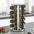 thumbnail image 6 of 20 Jar Revolving Countertop Spice Rack With Spices Included  Free Refills For 5 Years Polished Stainless Steel Black Caps 30020, 6 of 8