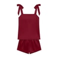 thumbnail image 6 of biudgviw Womens Silk Pajama Set Bow Tie Knot Tank Top Sleepwear Square Neck Sleeveless Nightwear 2 Piece Satin Pjs Shorts Set, 6 of 6