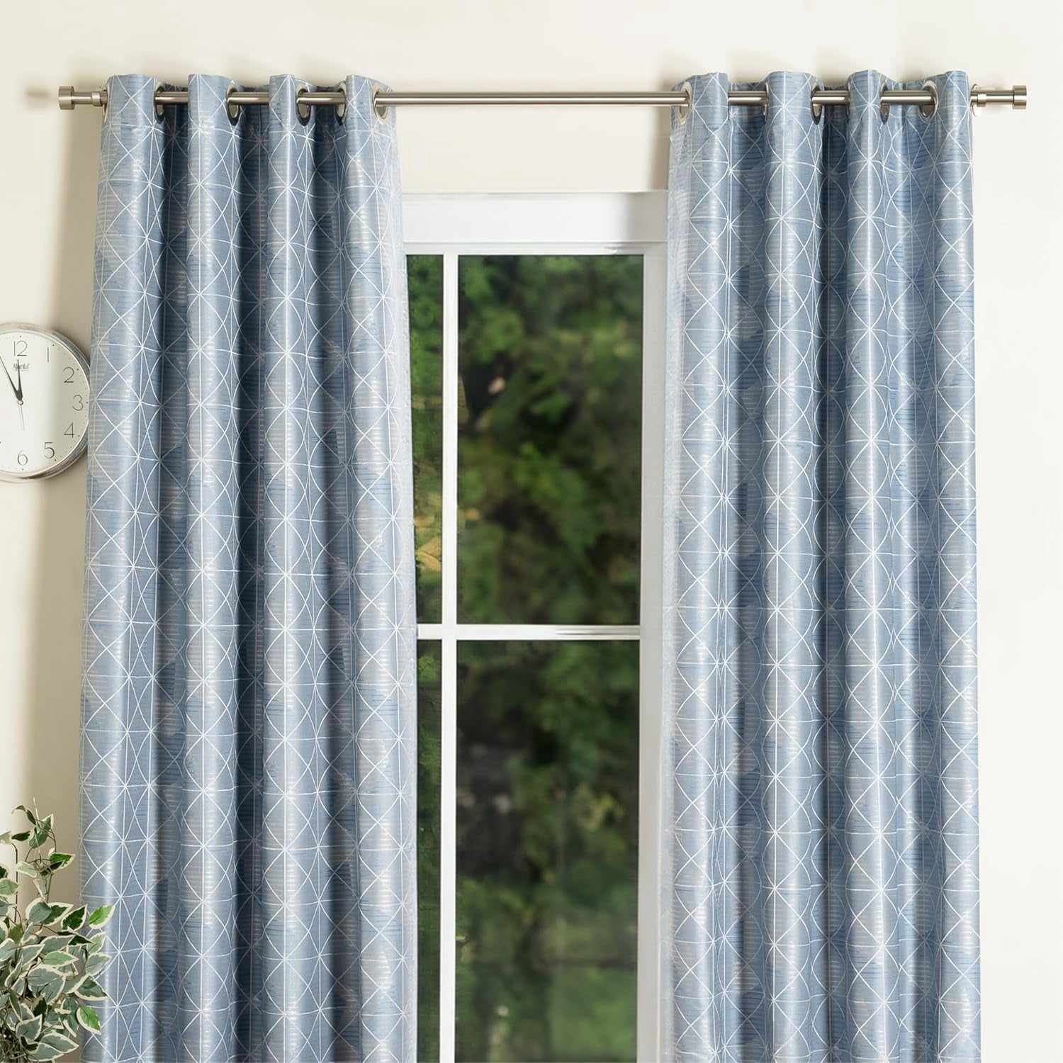 Deco Window Home Décor Modern 1 Inch Satin Silver Pluto Adjustable Single Curtain Rods, 18-44 in